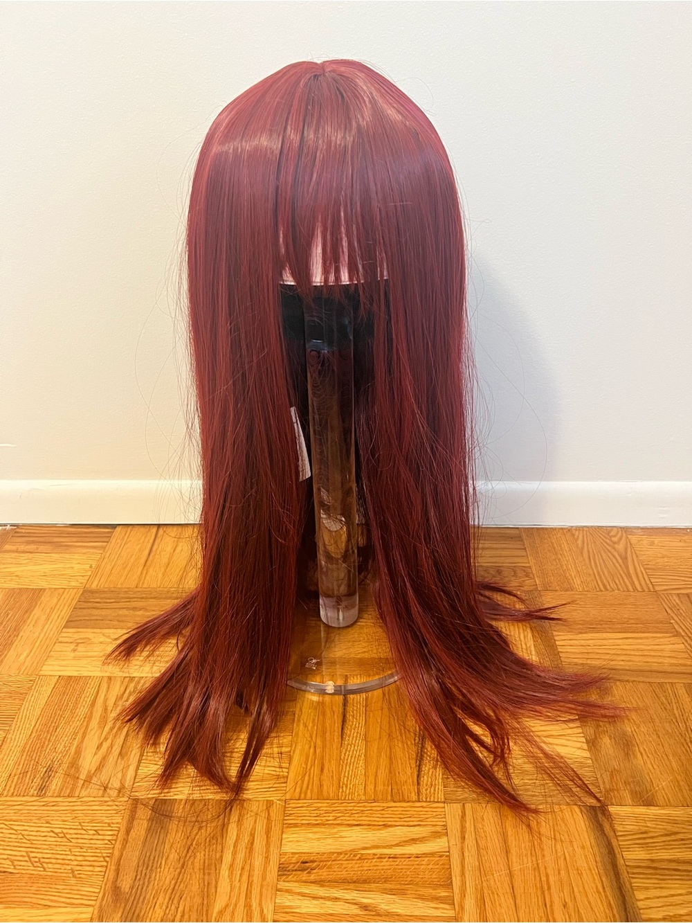 Long Adjustable Burgundy Wig with Bangs NWT